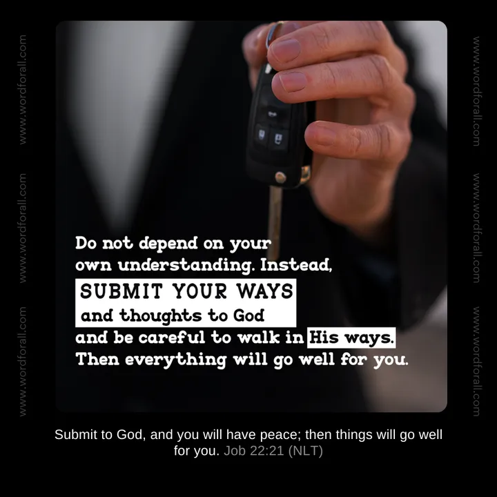 Do not depend on your own understanding. Instead, submit your ways and thoughts to God and be careful to walk in His ways. Then everything will go well for you.