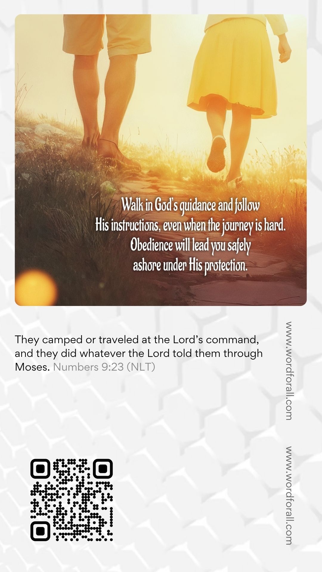 God goes before you, walks beside you, and will never let you down. Take heart. You are never walking alone.