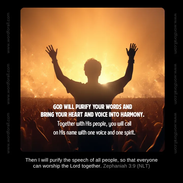 God will purify your words and bring your heart and voice into harmony. Together with His people, you will call on His name with one voice and one spirit.