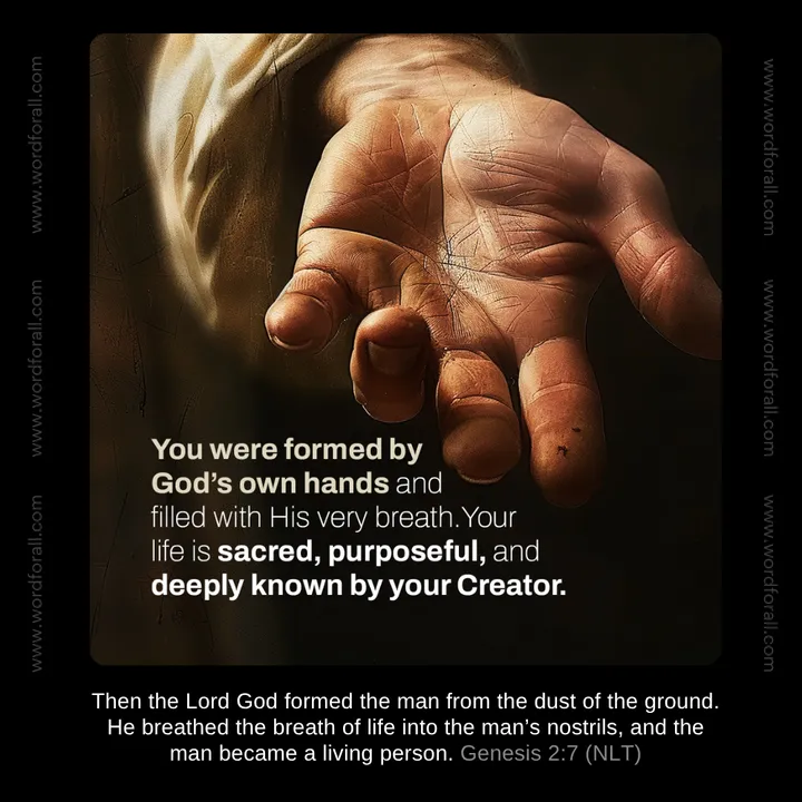 You were formed by God's own hands and filled with His very breath. Your life is sacred, purposeful, and deeply known by your Creator.