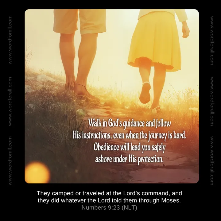 Walk in God's guidance and follow His instructions, even when the journey is hard. Obedience will lead you safely ashore under His protection.