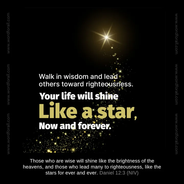 Walk in wisdom and lead others toward righteousness. Your life will shine like a star, now and forever.