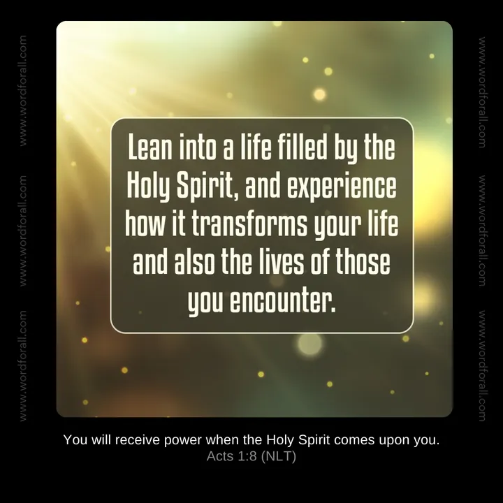 Lean into a life filled by the Holy Spirit, and experience how it transforms your life and also the lives of those you encounter.