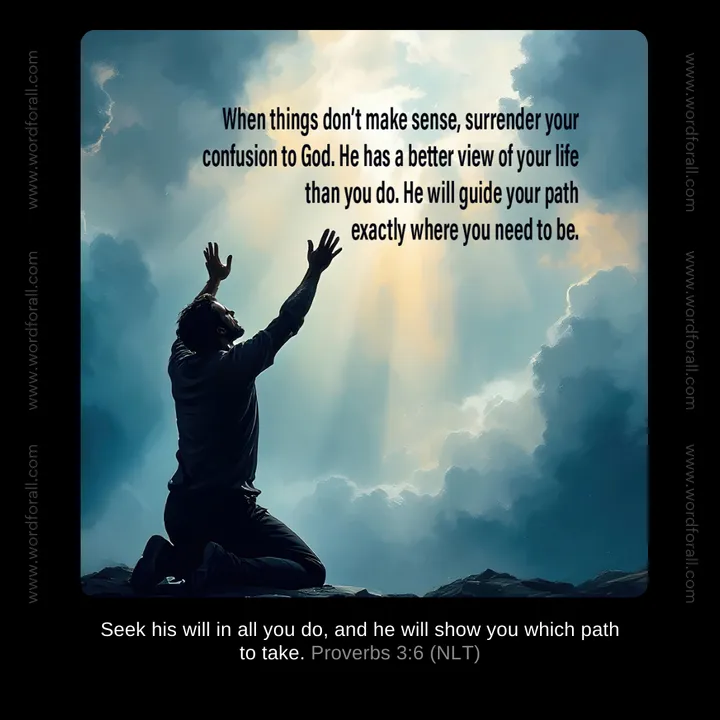 When things don't make sense, surrender your confusion to God. He has a better view of your life than you do. He will guide your path exactly where you need to be.