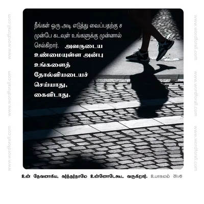 நீங்கள் ஒரு அடி எடுத்து வைப்பதற்கு முன்பே கடவுள் உங்களுக்கு முன்னால் செல்கிறார். அவருடைய உண்மையுள்ள அன்பு உங்களைத் தோல்வியடையச் செய்யாது, கைவிடாது.