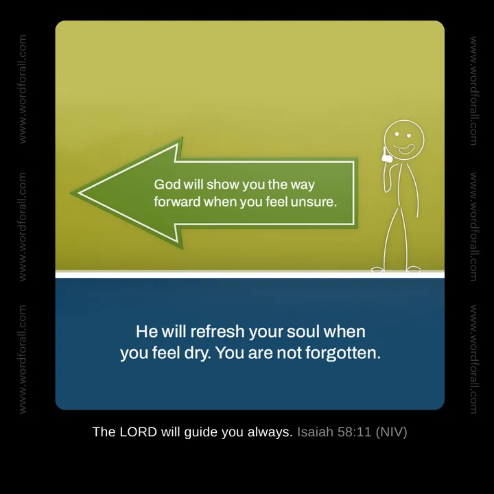 God will show you the way forward when you feel unsure. He will refresh your soul when you feel dry. You are not forgotten.