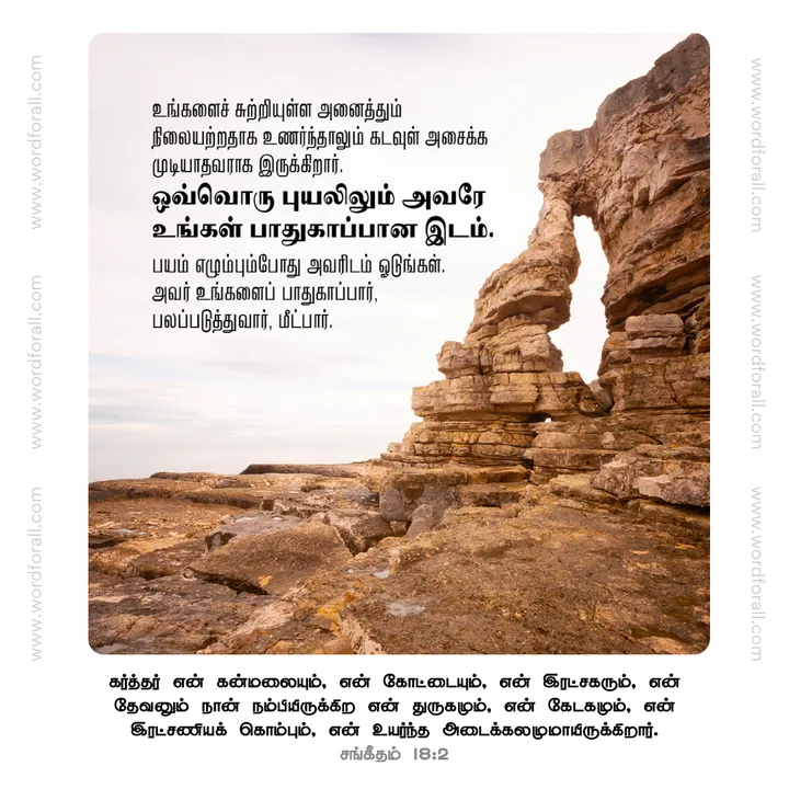 உங்களைச் சுற்றியுள்ள அனைத்தும் நிலையற்றதாக உணர்ந்தாலும் கடவுள் அசைக்க முடியாதவராக இருக்கிறார். ஒவ்வொரு புயலிலும் அவரே உங்கள் பாதுகாப்பான இடம். பயம் எழும்பும்போது அவரிடம் ஓடுங்கள். அவர் உங்களைப் பாதுகாப்பார், பலப்படுத்துவார், மீட்பார்.