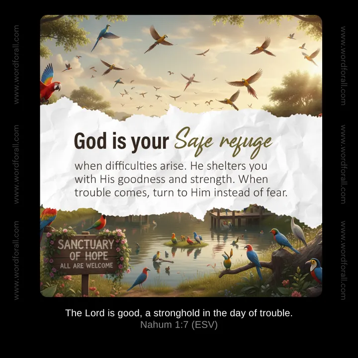 God is your safe refuge when difficulties arise. He shelters you with His goodness and strength. When trouble comes, turn to Him instead of fear.