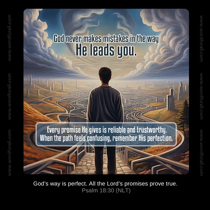 God never makes mistakes in the way He leads you. Every promise He gives is reliable and trustworthy. When the path feels confusing, remember His perfection.