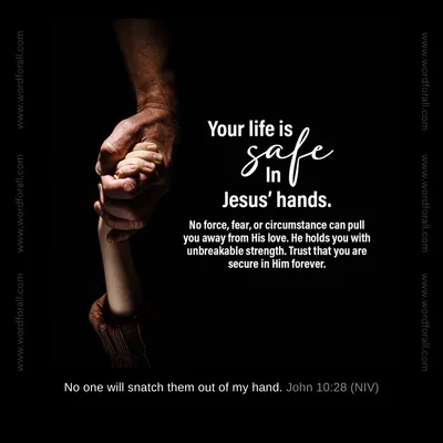 Your life is safe in Jesus' hands. No force, fear, or circumstance can pull you away from His love. He holds you with unbreakable strength. Trust that you are secure in Him forever.