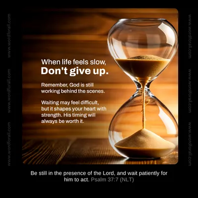 When life feels slow, don't give up. Remember, God is still working behind the scenes. Waiting may feel difficult, but it shapes your heart with strength. His timing will always be worth it.