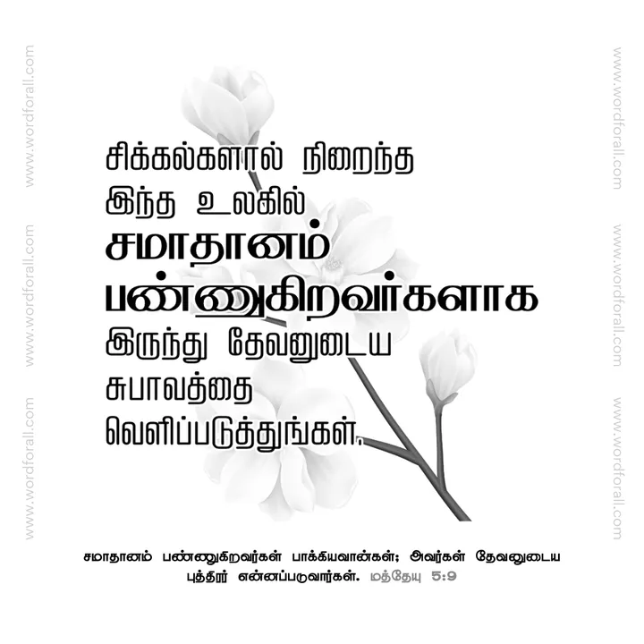 சிக்கல்களால் நிறைந்த இந்த உலகில் சமாதானம் பண்ணுகிறவர்களாக இருந்து தேவனுடைய சுபாவத்தை வெளிப்படுத்துங்கள்.