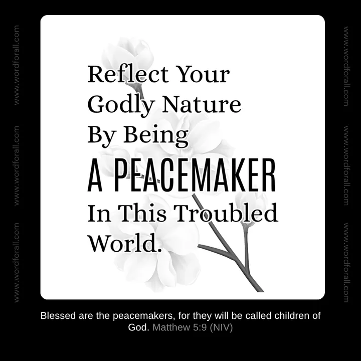Reflect Your Godly Nature By Being A Peacemaker In This Troubled World.