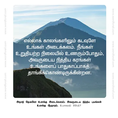 எல்லாக் காலங்களிலும் கடவுளே உங்கள் அடைக்கலம். நீங்கள் உறுதியற்ற நிலையில் உணரும்போதும், அவருடைய நித்திய கரங்கள் உங்களைப் பாதுகாப்பாகத் தாங்கிக்கொண்டிருக்கின்றன.