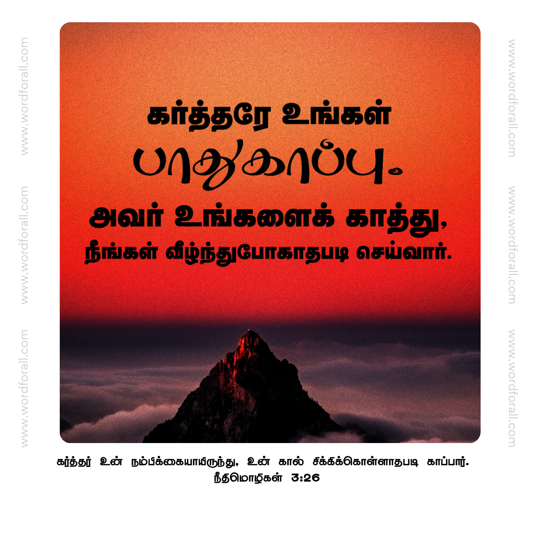 கர்த்தரே உங்கள் பாதுகாப்பு. அவர் உங்களைக் காத்து, நீங்கள் வீழ்ந்துபோகாதபடி செய்வார்.