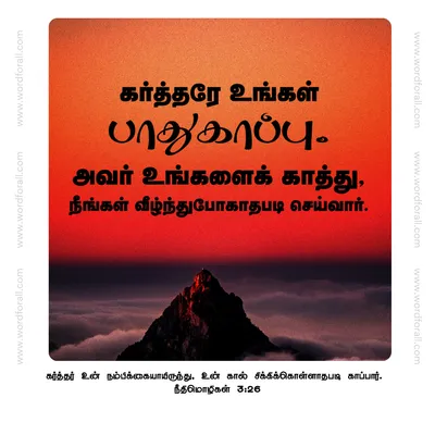 கர்த்தரே உங்கள் பாதுகாப்பு. அவர் உங்களைக் காத்து, நீங்கள் வீழ்ந்துபோகாதபடி செய்வார்.