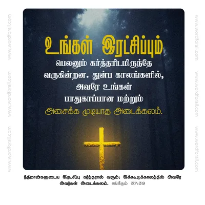 உங்கள் இரட்சிப்பும் பெலனும் கர்த்தரிடமிருந்தே வருகின்றன. துன்ப காலங்களில், அவரே உங்கள் பாதுகாப்பான மற்றும் அசைக்க முடியாத அடைக்கலம்.