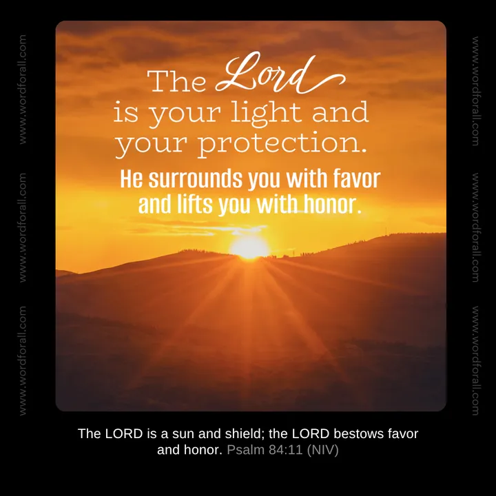 The Lord is your light and your protection. He surrounds you with favor and lifts you with honor.