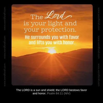 The Lord is your light and your protection. He surrounds you with favor and lifts you with honor.