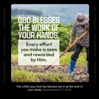 God blesses the work of your hands. Every effort you make is seen and rewarded by Him.