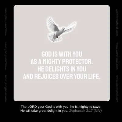 God is with you as a mighty protector. He delights in you and rejoices over your life.
