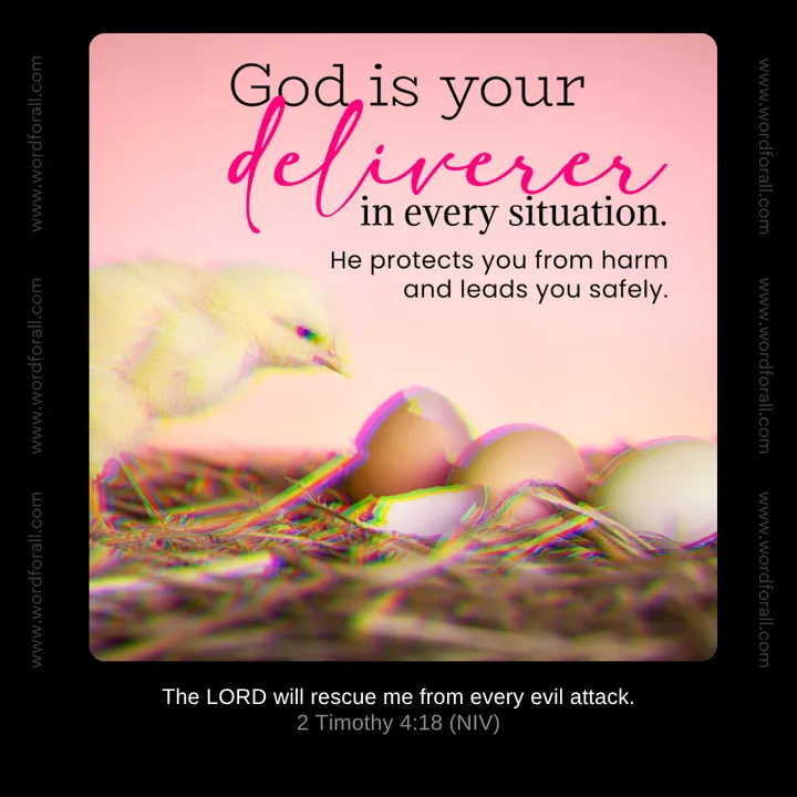 God is your deliverer in every situation. He protects you from harm and leads you safely.