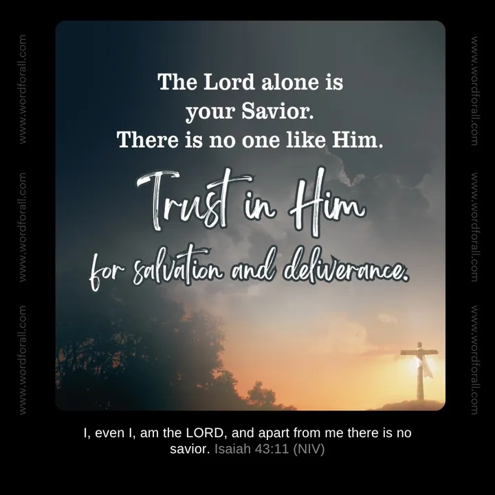 The Lord alone is your Savior. There is no one like Him. Trust in Him for salvation and deliverance.