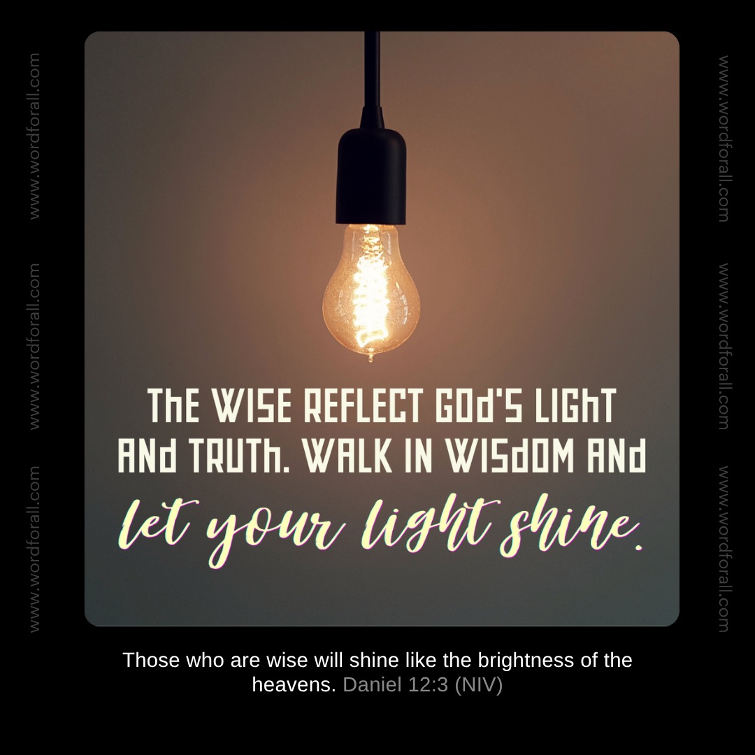 The wise reflect God's light and truth. Walk in wisdom and let your light shine.