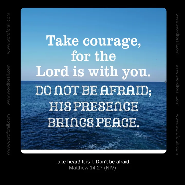 Take courage, for the Lord is with you. Do not be afraid; His presence brings peace.
