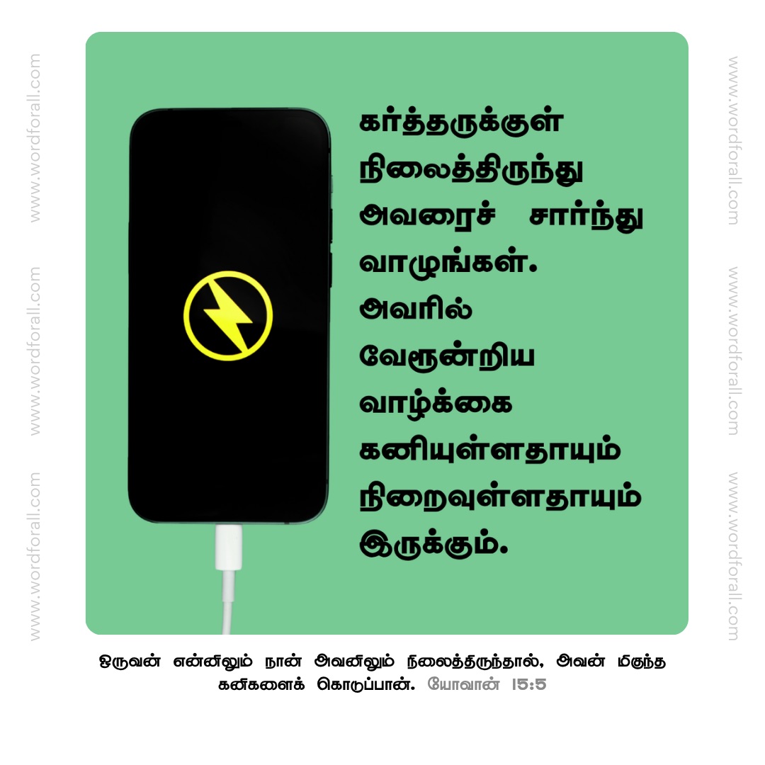 கர்த்தருக்குள் நிலைத்திருந்து அவரைச் சார்ந்து வாழுங்கள். அவரில் வேரூன்றிய வாழ்க்கை கனியுள்ளதாயும் நிறைவுள்ளதாயும் இருக்கும்.