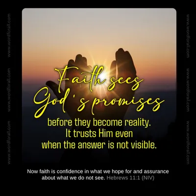 Faith is the quiet confidence that God is working, even when we cannot see the way forward. We can rest in the assurance that His promises are true and our hope is secure in His hands. Trust Him with the unseen.
