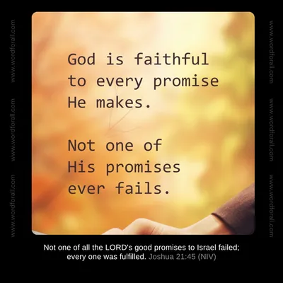 God has never broken a single promise, and He won't start with you. Every word He has spoken over your life will be fulfilled in His perfect timing. You can trust Him completely.