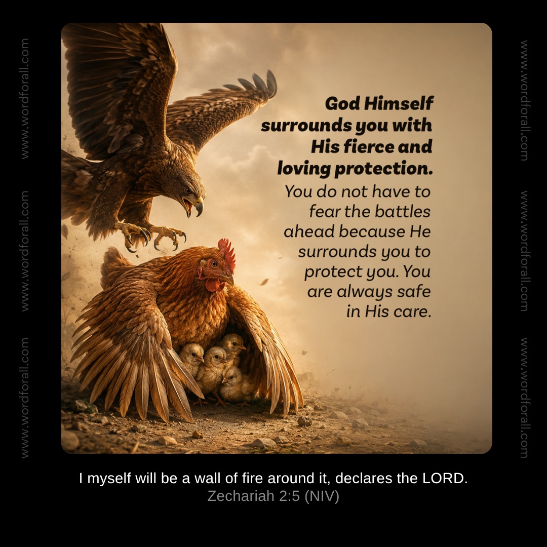 God Himself surrounds you with His fierce and loving protection. You do not have to fear the battles ahead because He surrounds you to protect you. You are always safe in His care.