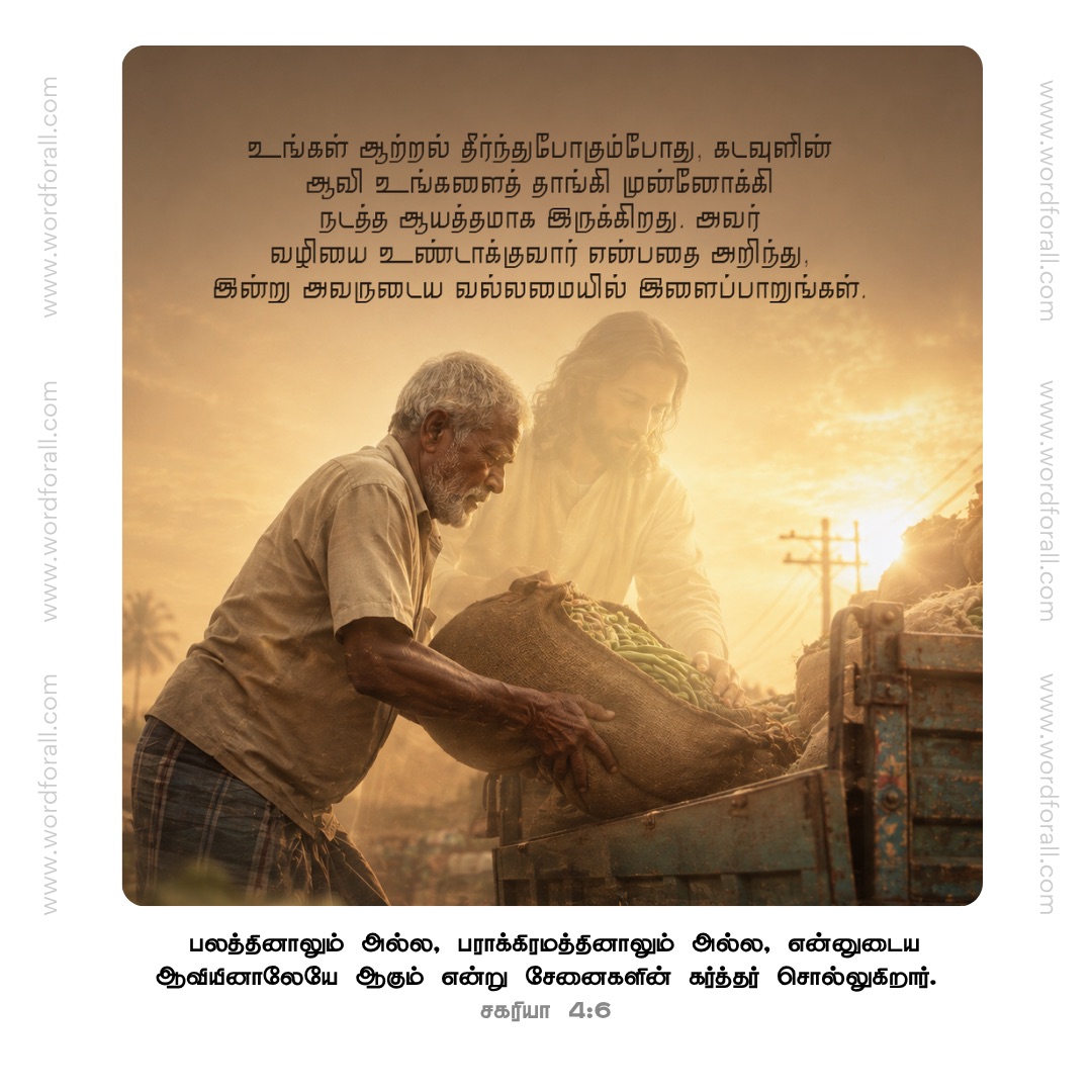உங்கள் ஆற்றல் தீர்ந்துபோகும்போது, கடவுளின் ஆவி உங்களைத் தாங்கி முன்னோக்கி நடத்த ஆயத்தமாக இருக்கிறது. அவர் வழியை உண்டாக்குவார் என்பதை அறிந்து, இன்று அவருடைய வல்லமையில் இளைப்பாறுங்கள்.