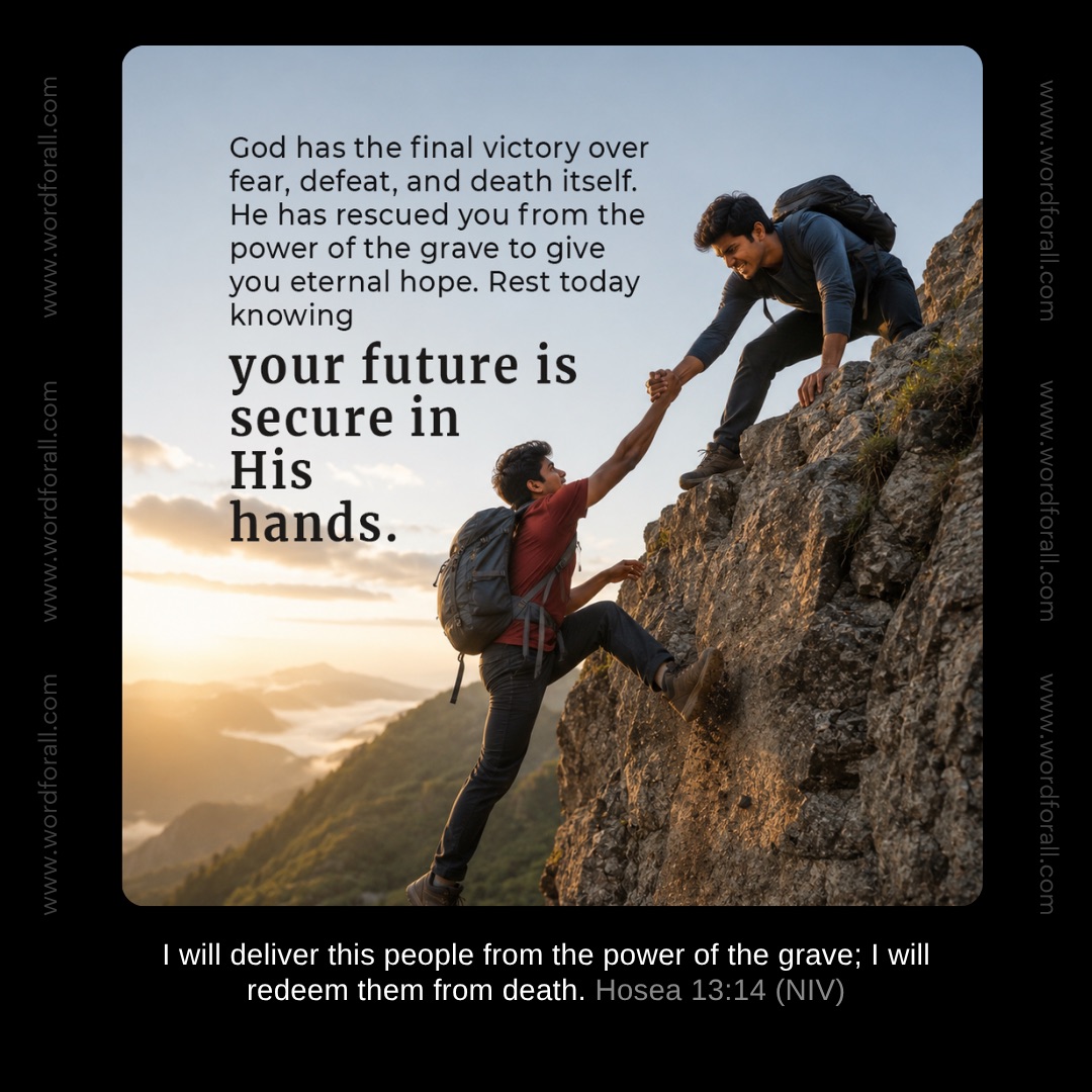 God has the final victory over fear, defeat, and death itself. He has rescued you from the power of the grave to give you eternal hope. Rest today knowing your future is secure in His hands.