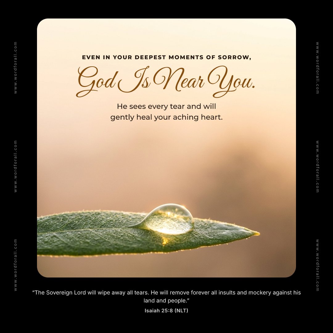 Even in your deepest moments of sorrow, God is near you. He sees every tear and will gently heal your aching heart.