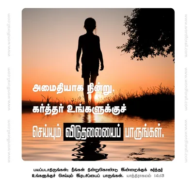 அமைதியாக நின்று, கர்த்தர் உங்களுக்குச் செய்யும் விடுதலையைப் பாருங்கள்