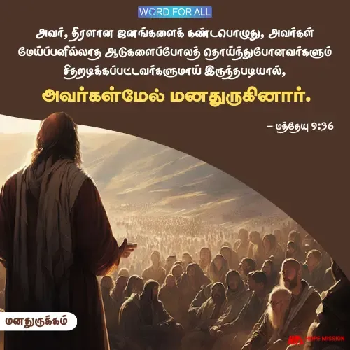 அவர் திரளான ஜனங்களைக் கண்டபோது அவர்கள்மேல் மனதுருகினார்