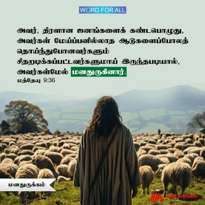 அவர், திரளான ஜனங்களைக் கண்டபொழுது அவர்கள்மேல் மனதுருகினார்.