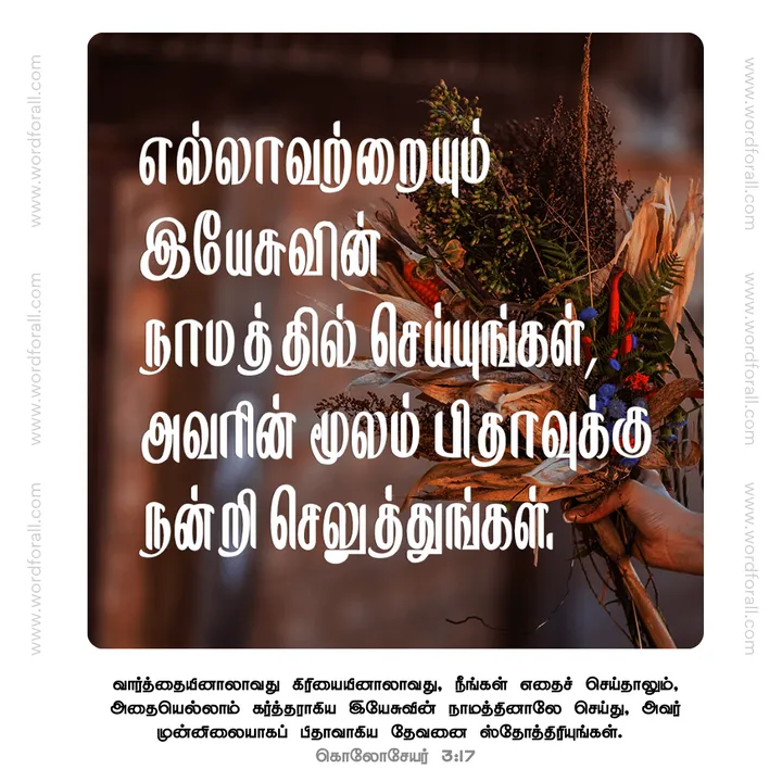 எல்லாவற்றையும் இயேசுவின் நாமத்தில் செய்யுங்கள், அவரின் மூலம் பிதாவுக்கு நன்றி செலுத்துங்கள்