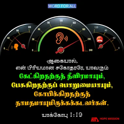 கேட்கிறதற்குத் தீவிரமாயும், பேசுகிறதற்குப் பொறுமையாயும், கோபிக்கிறதற்குத் தாமதமாயுமிருங்கள்.