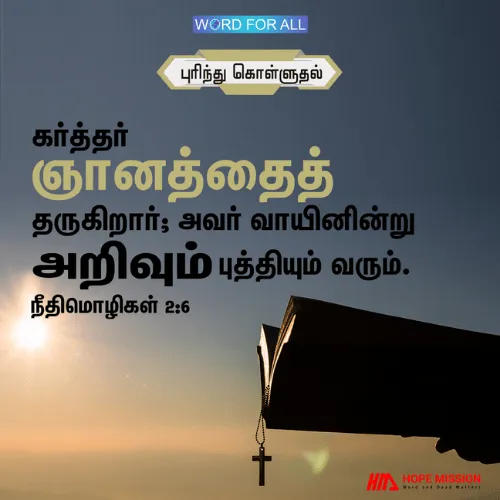 கர்த்தர் ஞானத்தைத் தருகிறார்; அவருடைய வாயிலிருந்து அறிவும் புரிதலும் வரும்.