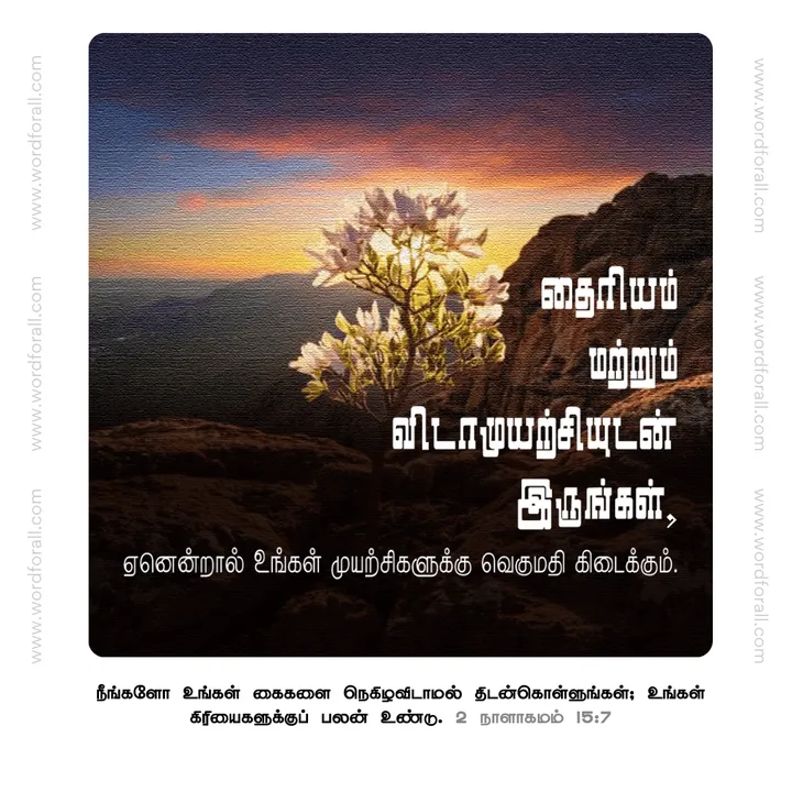 தைரியம் மற்றும் விடாமுயற்சியுடன் இருங்கள், ஏனென்றால் உங்கள் முயற்சிகளுக்கு வெகுமதி கிடைக்கும்