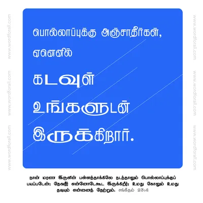 பொல்லாப்புக்கு அஞ்சாதீர்கள், ஏனெனில் கடவுள் உங்களுடன் இருக்கிறார்