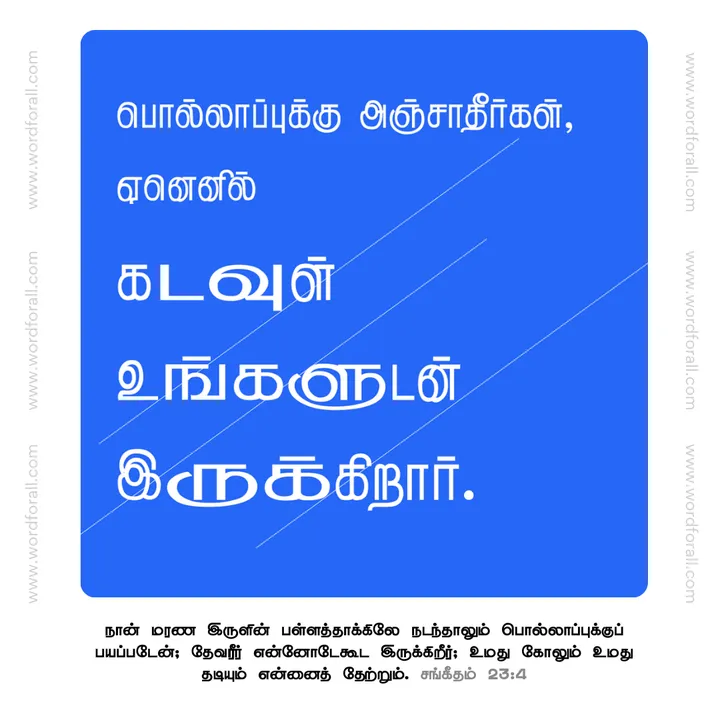 பொல்லாப்புக்கு அஞ்சாதீர்கள், ஏனெனில் கடவுள் உங்களுடன் இருக்கிறார்