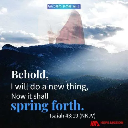 BEHOLD, I WILL DO A NEW THING, NOW IT SHALL SPRING FORTH.