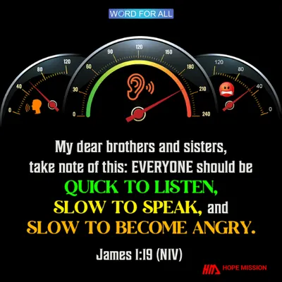 BE QUICK TO LISTEN,SLOW TO SPEAK, AND SLOW TO BECOME ANGRY.