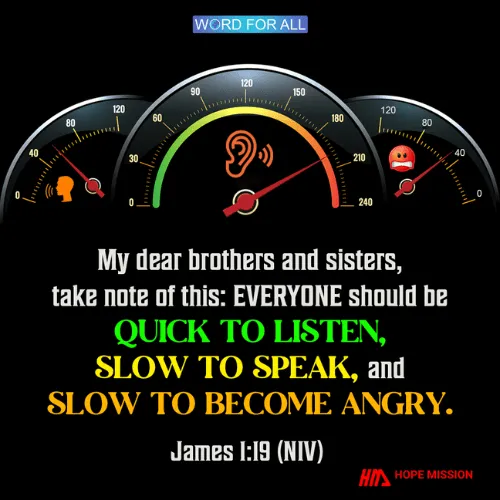 BE QUICK TO LISTEN,SLOW TO SPEAK, AND SLOW TO BECOME ANGRY.