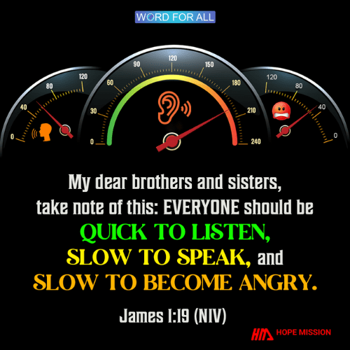BE QUICK TO LISTEN,SLOW TO SPEAK, AND SLOW TO BECOME ANGRY.