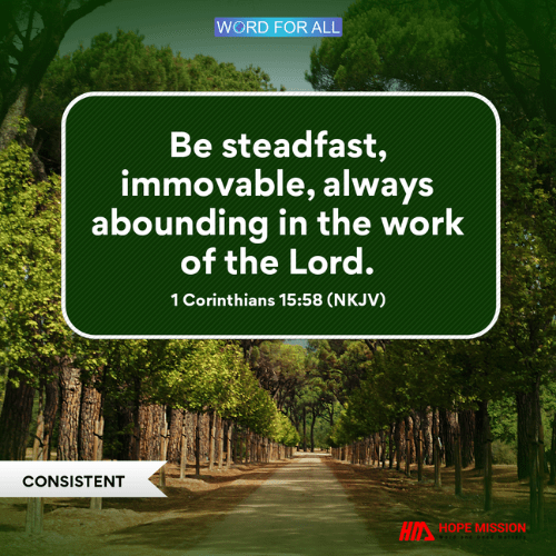 BE STEADFAST, IMMOVABLE, AND ALWAYS ABOUND IN THE WORK OF THE LORD.